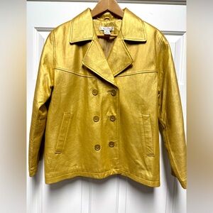 Tandy Leather / Santa Fe Leather Women's Gold double breasted Jacket, sz 8